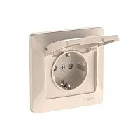 Розетка Glossa 16А IP20 с заземл. защ. шторки с крышкой быстрозажим. клем. в сборе беж. SE GSL000246S
