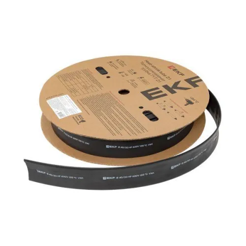 Трубка термоусадочная ТУТ нг 40/20 черн. (уп.50м) EKF tut-40-b фото 3