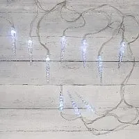 Гирлянда светодиодная "Айсикл" (бахрома) "Сосульки" 1.5х0.25м 10LED бел. 0.51Вт IP20 провод прозр. Neon-Night 303-068
