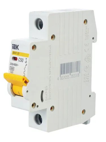 Выключатель автоматический модульный 1п C 50А 4.5кА ВА47-29 KARAT IEK MVA20-1-050-C фото 9