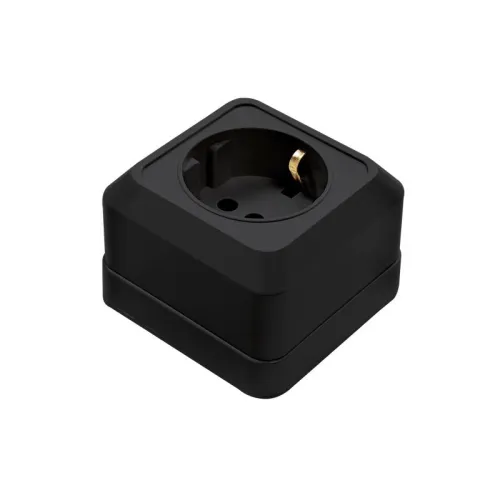 Розетка 1-м BOLLETO с заземл. накладная 7028B черн. IN HOME 4690612061047