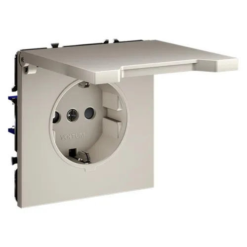 Розетка 1-м СП S70 16А с заземл. защ. шторки + крышка механизм кашемир Voltum VLS040303 фото 4
