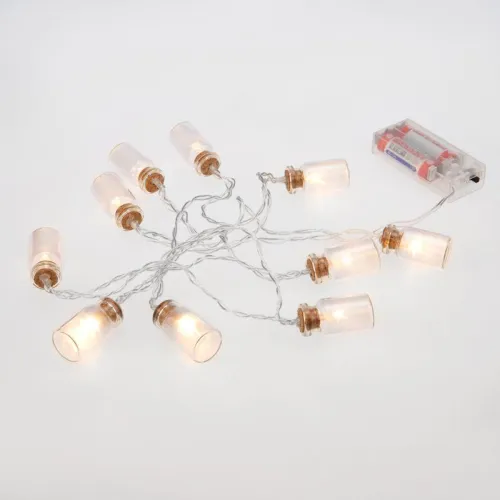 Гирлянда светодиодная "Баночки" 1.5м 10LED тепл. бел. 0.1Вт IP20 провод ПВХ прозр. элементы питания 2хAA (не в компл.) Neon-Night 303-096 фото 5