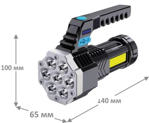 Фонарь аккумуляторный LED53404 4В 7LED+COB 3Вт 4 реж USB бокс черн. Ultraflash 15033 фото 2