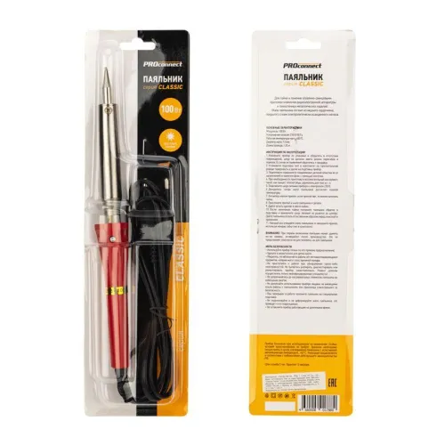 Паяльник с керам. нагревателем долговечное жало 220В/100Вт PROCONNECT 12-0126-4 фото 3