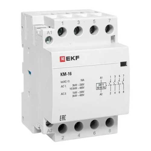 Контактор модульный КМ 16А 4NО (3 мод.) EKF km-3-16-40