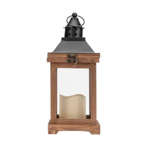 Фонарь декоративный со свечкой корпус из дерева размер 14х14х35cм тепл. бел. Neon-Night 513-075 фото 5