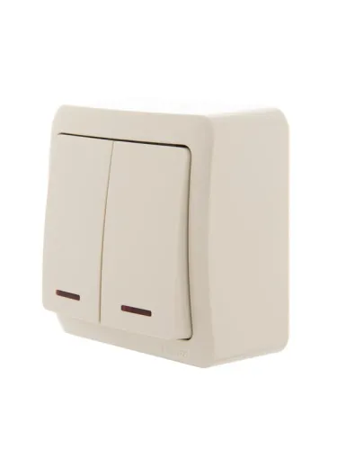 Выключатель 2-кл. 1п ОП Viola 10А IP20 с подсветкой крем. LEZARD 751-0300-112 фото 4