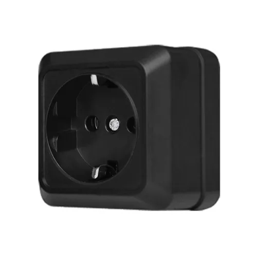 Розетка 1-м ОП Олимп 16А IP20 с заземл. черн. Universal 2227 фото 4