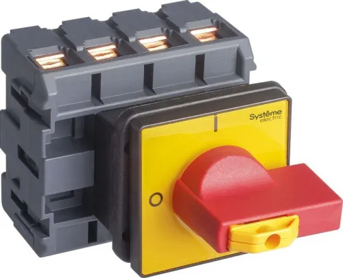 Выключатель-разъединитель 4п 100А IP20 с красн. рукоят. на дверцу 4 винта 1 замок SE MSD100460R