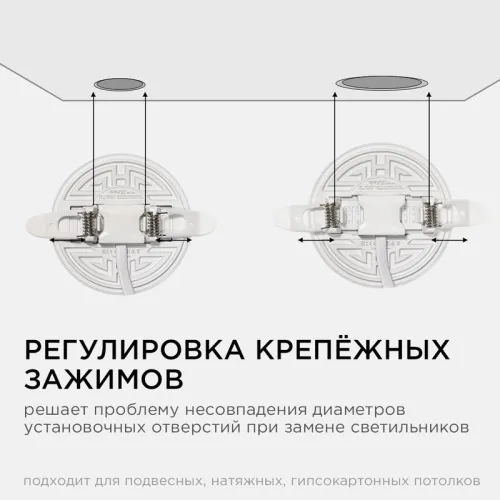 Панель светодиодная встр. 3 реж. свечения 9Вт(6Вт+3Вт) 230В 770лм 4000К d90х21мм круг Apeyron 06-101 фото 2