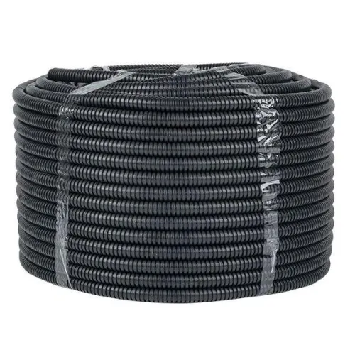 Труба гофрированная d16мм с протяжкой безгалоген. трудногорючая (FRHF) черн. (уп.100м) Plast EKF FRHF-16