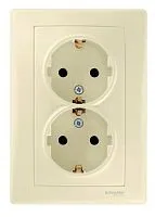 Розетка 2-м СП Sedna 16А IP20 250В с заземл. без защ. шторок беж. SchE SDN3000647