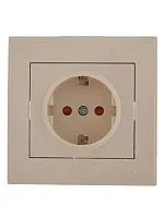 Розетка 1-м СП Rain с заземл. защ. шторки с заземл. керамика крем. LEZARD 703-0303-124