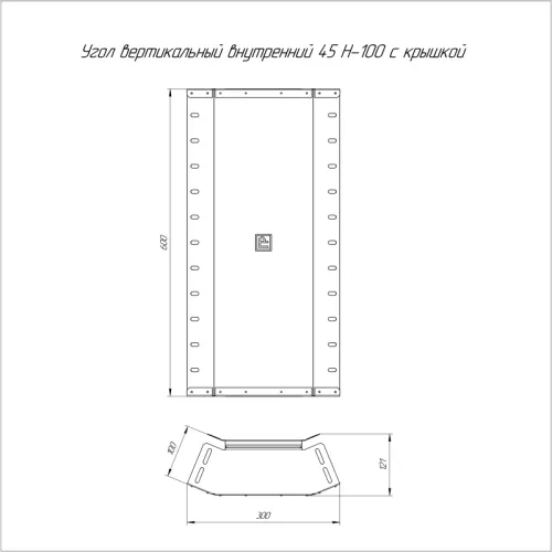 Угол для лотка вертикальный внутренний 45град. 600х100 с крышкой Стандарт Промрукав PR16.0600 фото 2