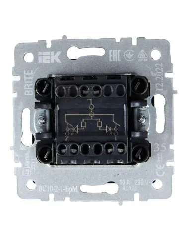 Выключатель 2-кл. СП BRITE ВС10-2-1-БрМ 10А с индик. механизм маренго IEK BR-V20-1-10-K35 фото 5