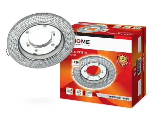 Светильник точечный GX53R-crystal R12L GX53 IP20 230В встраив. с подсветкой прозр./хром. IN HOME 4690612016221
