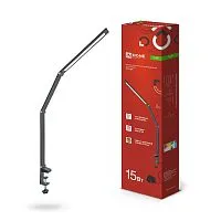 Светильник светодиодный настольный PLUS ССC-02Ч 15Вт 3000-6500К 600лм USB с адаптером на струбцине черн. IN HOME 4690612045269