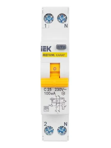 Выключатель автоматический дифференциального тока C 25А 100мА АВДТ32МL KARAT IEK MVD12-1-025-C-100 фото 2