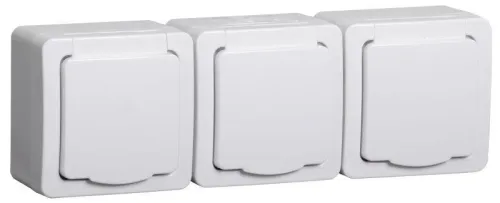 Розетка 3-м ОП Гермес Plus РСб23-3-ГПБб 16А IP54 с заземл. с крышкой бел. IEK ERMP32-K01-16-54-EC