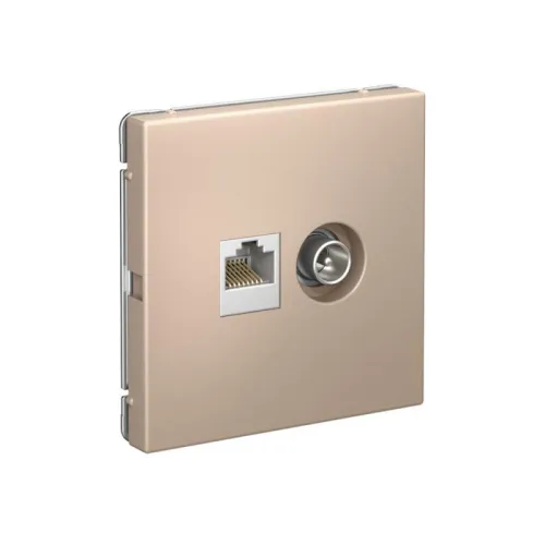 Розетка компьютерная + телевизионная 2-м ArtGallery RJ45 + TV кат.5E песочн. SE GAL001289 фото 2