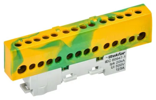 Шина PE "земля" изол. на универс. держ. 8х12-12-ЖЗ TEKFOR IEK TF-NN20-12-KL-K52