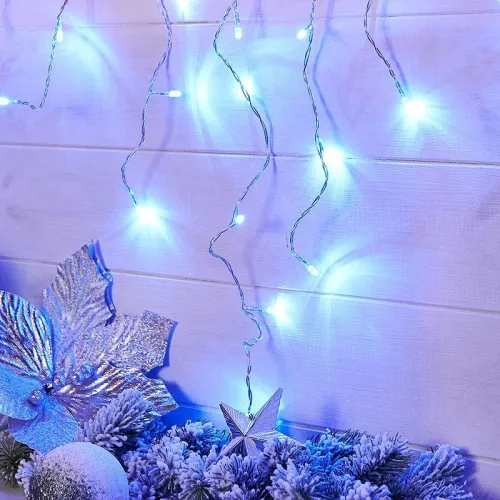Гирлянда светодиодная "Айсикл" (бахрома) 1.8х0.5м 48LED син. 3Вт 230В IP20 провод прозр. Neon-Night 255-013 фото 7