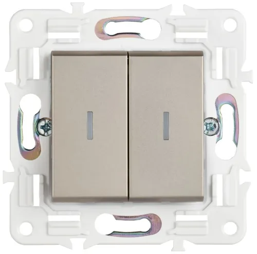 Выключатель 2-кл. SKANDY 10А SK-V09Sh с индикацией шампань IEK SK-V20-1-10-K37 фото 2