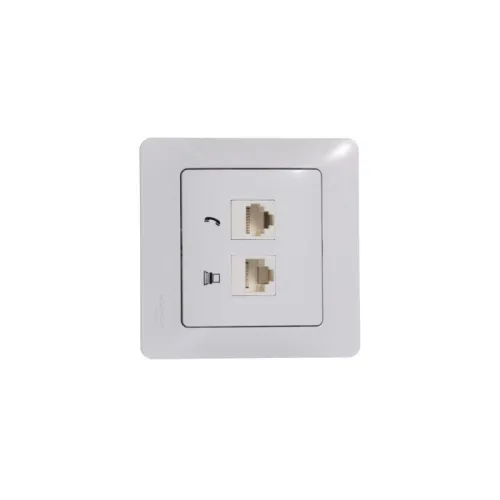 Розетка компьютерная + телефонная 2-м СП Glossa RJ45 + RJ11 кат.5E механизм бел. SE GSL000185 фото 4