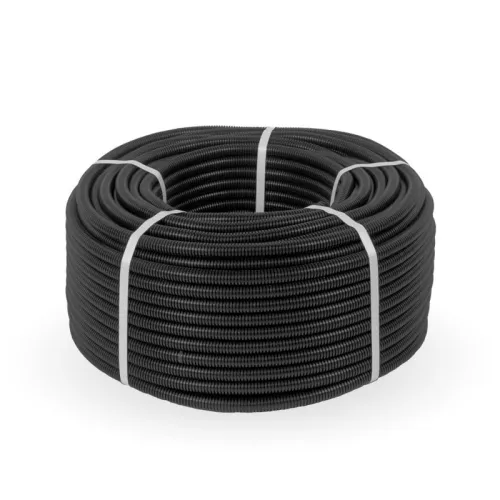 Труба гофрированная ПВХ легкая d16мм с протяжкой 350 Н черн. (уп.50м) Промрукав PR01.0054 фото 2