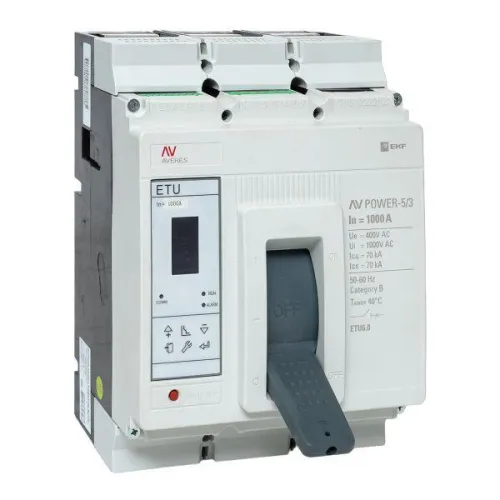 Выключатель автоматический 1000А 70кА AV POWER-5/3 ETU6.0 AVERES EKF mccb-53-1000M-6.0-av