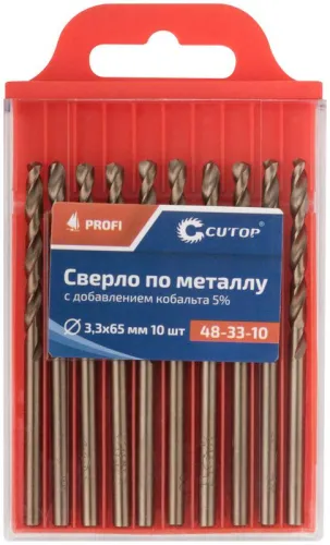 Набор сверл по металлу Profi 3.3х65мм с кобальтом 5проц. (уп.10шт) Cutop 48-33-10 фото 3