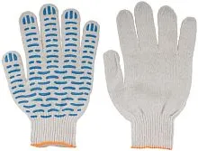 Перчатки вязаные "Волна" (4 нити) 10 класс вязки х/б с ПВХ 12491