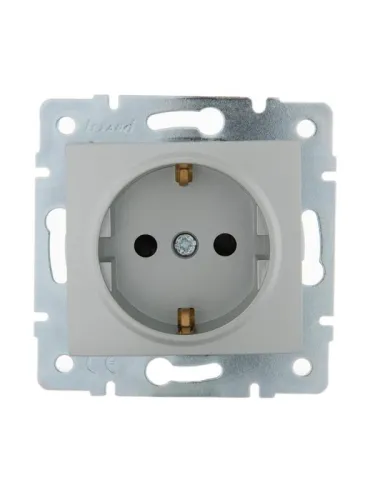 Розетка 1-м СП Karina с заземл. защ. шторки термопласт механизм матов. серебр. LEZARD 707-4388-124B
