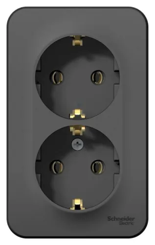 Розетка 2-м ОП Blanca 16А IP20 250В с заземл. без защ. шторок с изолир. пластиной антрацит SE BLNRA010216 фото 5