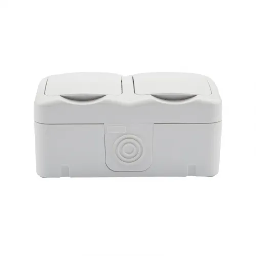 Блок ОП 2 розетки горизонт. Mini OG с заземл. IP54 бел. Kranz KR-78-0606 фото 5