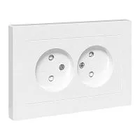 Розетка 2-м СП Эпика 16А без заземл. защ. шторки с рамкой механизм бел. EKF UP1-SOW-201