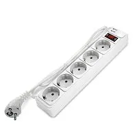 Удлинитель с сетевым фильтром 5х1.8м с заземл 10А 2.2кВт IP20 2хUSB ПВС 3х1 с выкл. бел. DOMTOK 2564