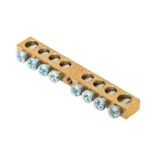 Шина PEN "ноль-земля" 6х9 8 отвер. латунь крепеж по центру розн. стикер PROxima EKF sn0-63-08-r фото 3