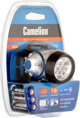 Фонарь налобный LED5310-7F3 (7LED 3 режима; 3хR03 в комплекте; метал.) Camelion 7534 фото 9
