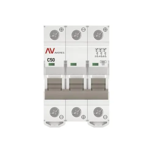 Выключатель автоматический модульный 3п C 50А 6кА AV-6 AVERES EKF mcb6-DC-3-50C-av фото 3