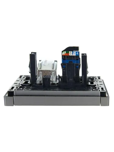 Розетка 2-м TV+RJ45 кат.6 FORTE&PIANO FP537 сталь IEK FP-AK20-2-K46 фото 5