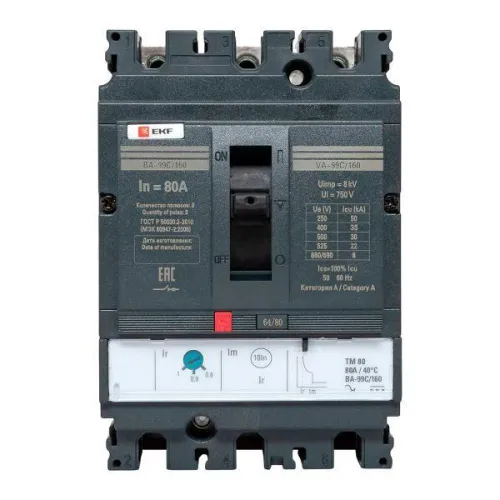 Выключатель автоматический 3п 160/80А 36кА ВА-99C Compact NS PROxima EKF mccb99C-160-80 фото 10