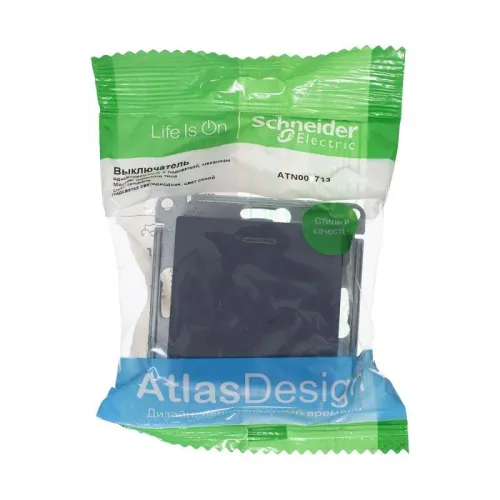 Выключатель 1-кл. СП AtlasDesign 10А IP20 (сх. 1а) 10AX с подсветкой механизм грифель SE ATN000713 фото 8
