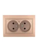 Розетка 2-м СП Mira 16А IP20 без заземл. со вставкой керамика свет. корич. перламутр. LEZARD 701-3131-128
