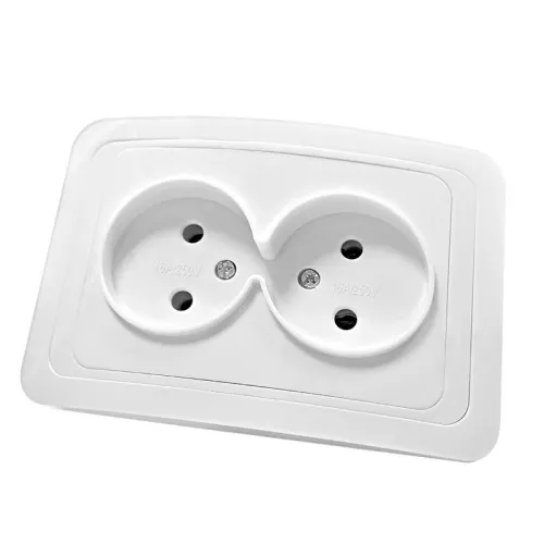Розетка 2-м СП Валери 16А IP20 без заземл. бел. UNIVersal В0102 фото 3