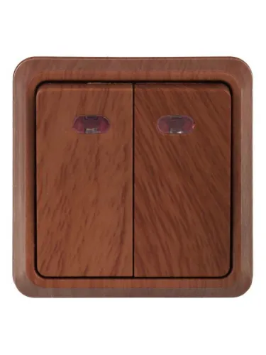 Выключатель 2-кл. ОП Октава 10А IP20 ВС20-2-1-ОД с индикацией дуб GENERICA EVO21-K04-10-DC фото 2