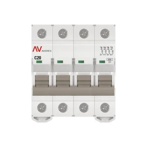 Выключатель автоматический модульный 4п C 20А 6кА AV-6 AVERES EKF mcb6-4-20C-av фото 4