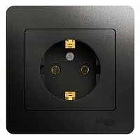Розетка 1-м СП 1мод. Glossa 16А IP20 с заземл. в сборе антрацит SE GSL000742