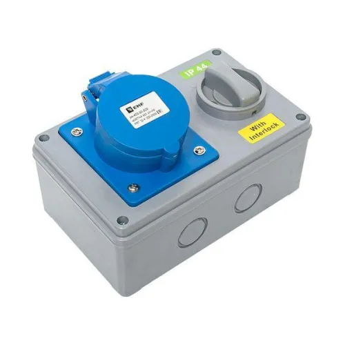 Розетка 1423 2Р+РЕ 32А 220В IP44 с блокировкой и выкл. EKF ps-1423-32-220 фото 2
